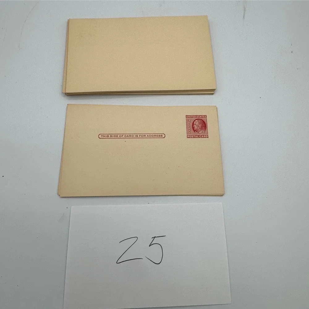 Vintage US Postal Card 2 Cent Benjamin Franklin Red Stamp Unused Lot of 25